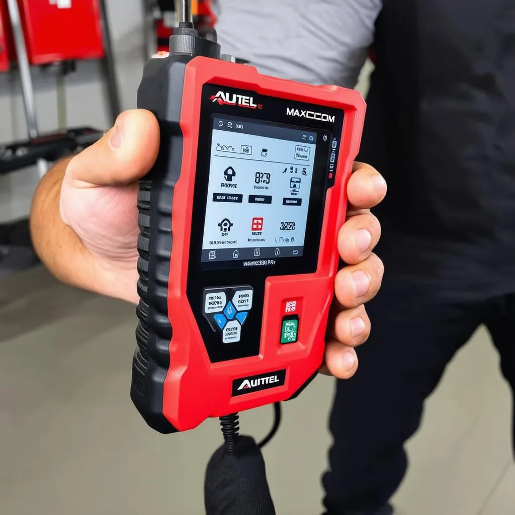 Mechanic Holding Autel MK808 Pro