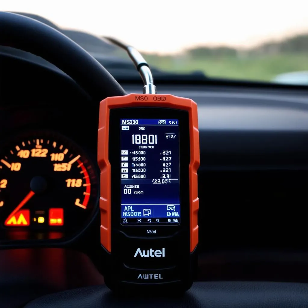 autel ms300 displaying data on car dashboard