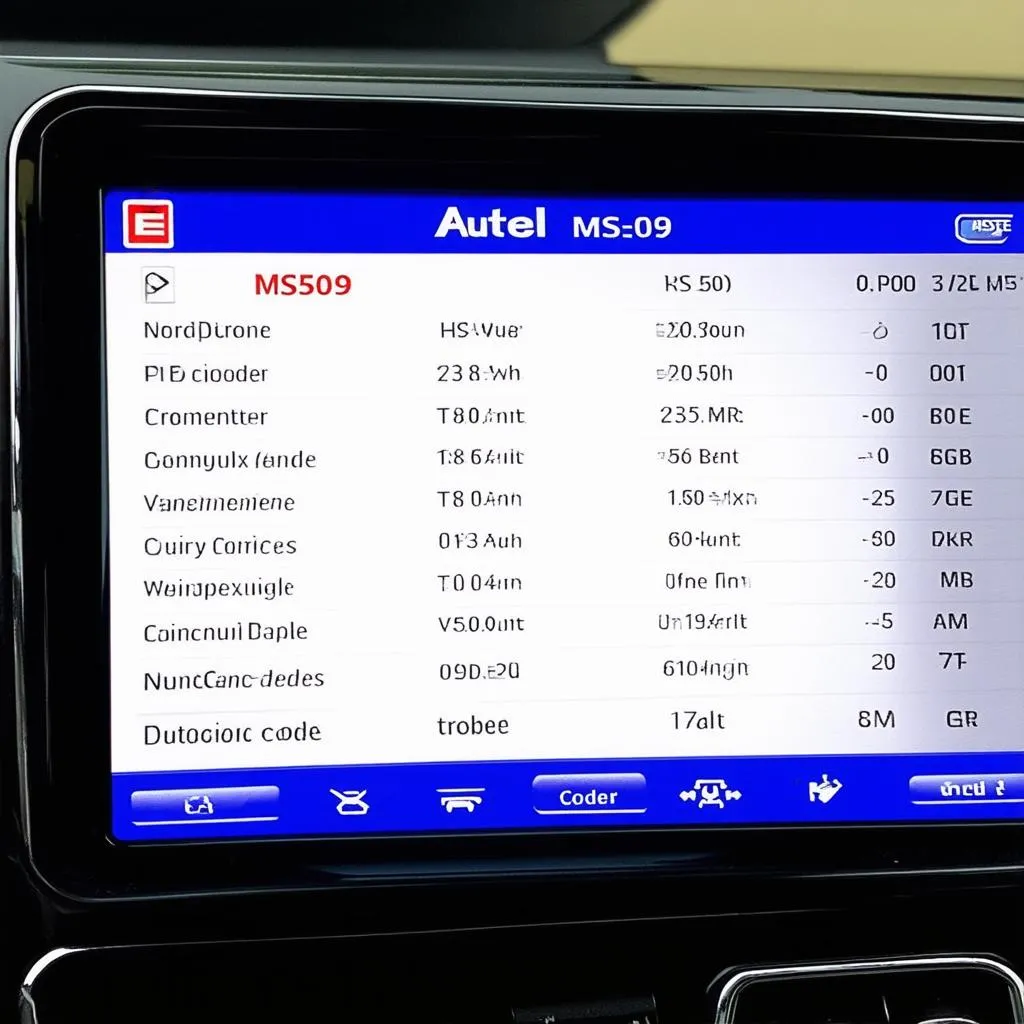 Autel MS509 displaying engine data