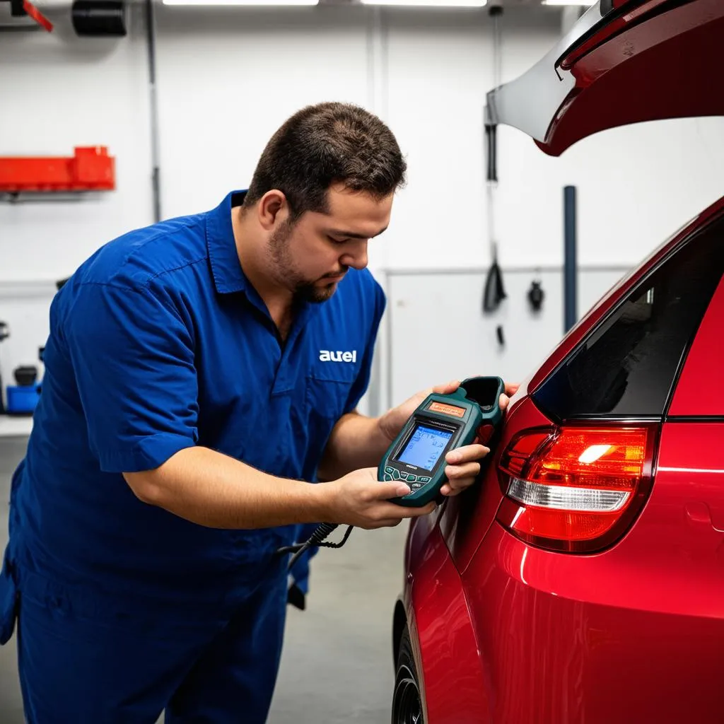 Mechanic using Autel MS519