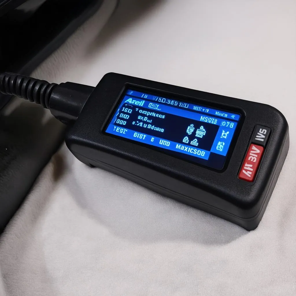 Autel MaxiScan MS708 connected to an OBD-II port.