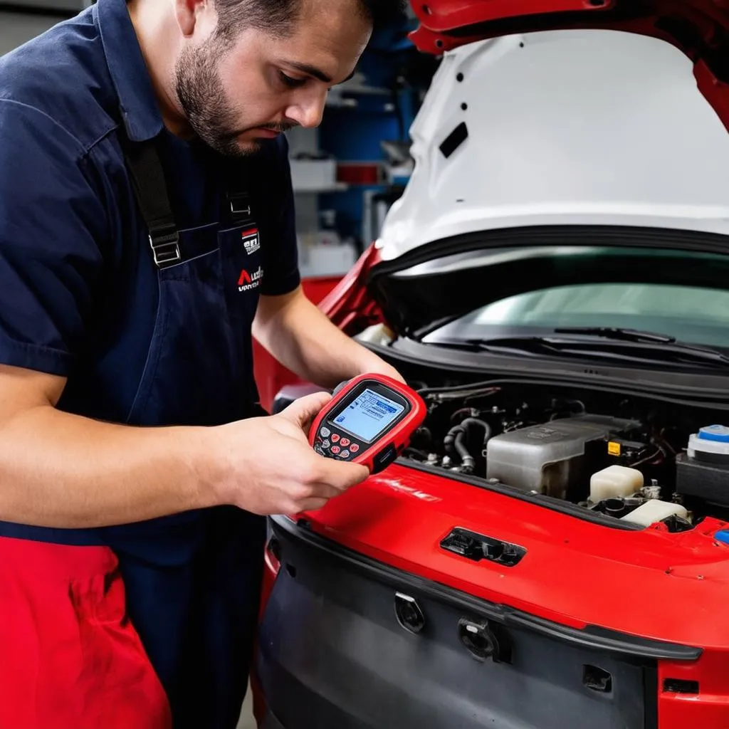 Mechanic Using Autel MS906TS