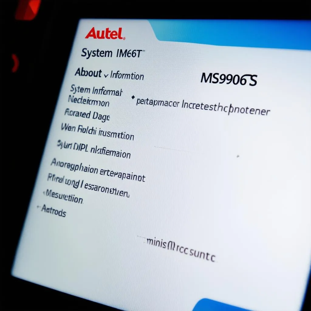 Autel MS906TS Settings Menu