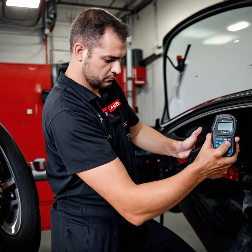 Mechanic using Autel MS908 Elite