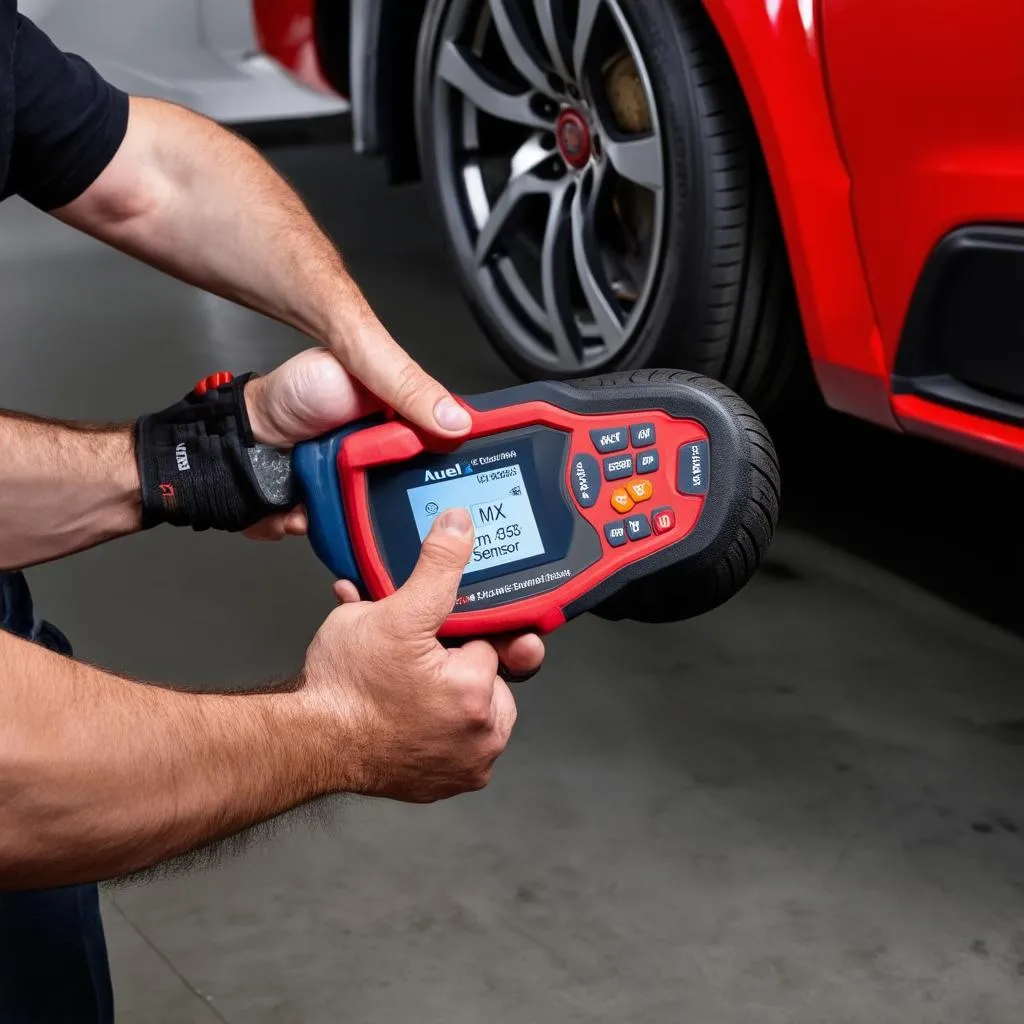 Mechanic Using Autel MX Sensor Application