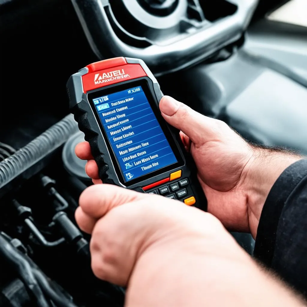 Autel MaxiCheck MX808 being held in hand