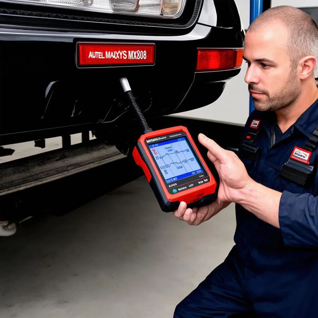 Mechanic using Autel MaxiSys MX808