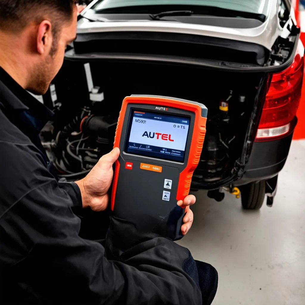 Mechanic Using Autel MS908TS