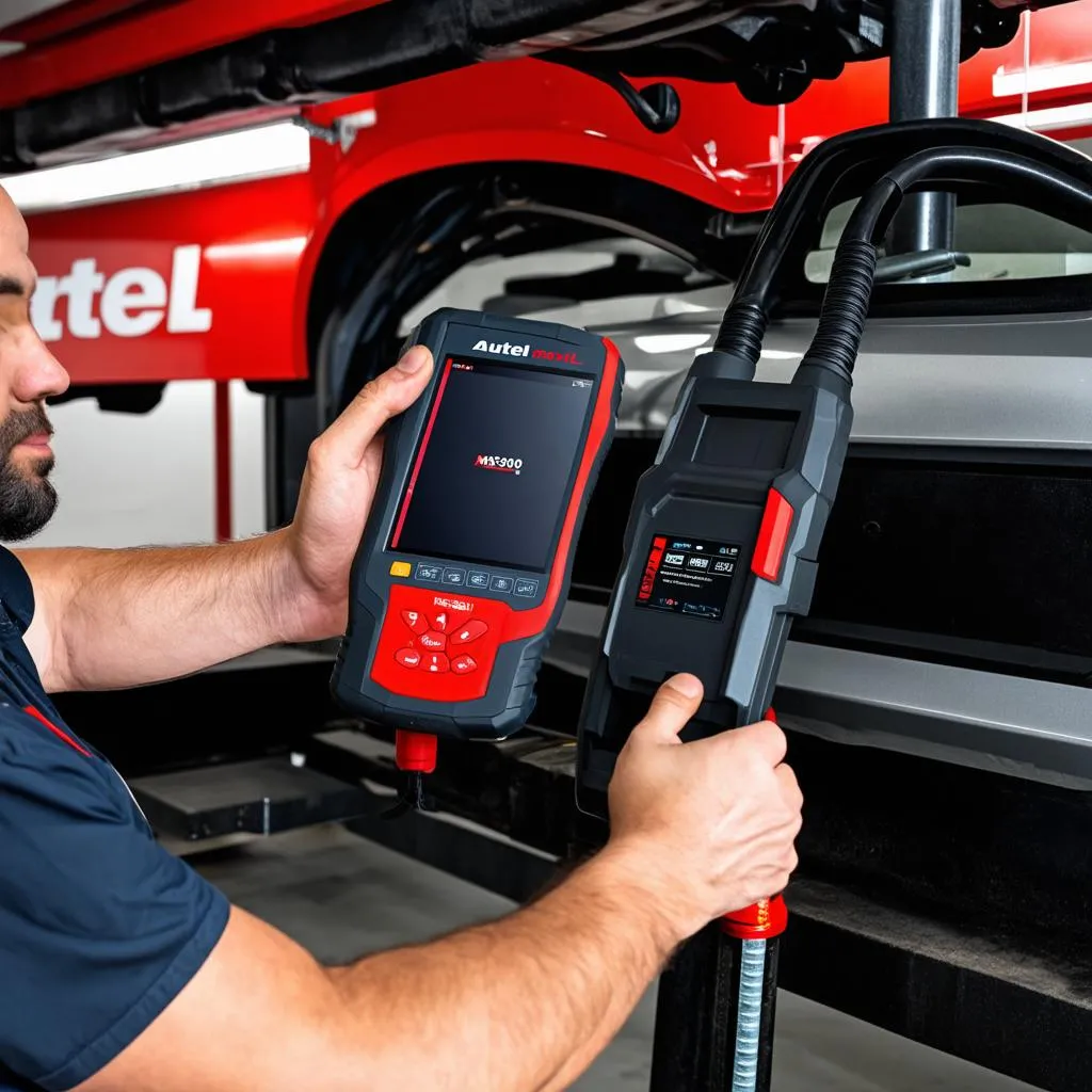 Autel MaxiSys MS900 in a mechanic shop