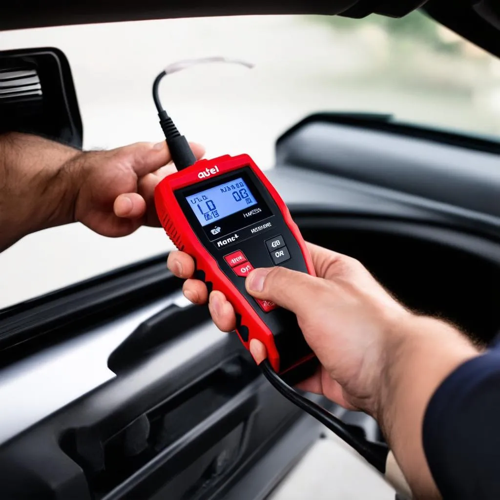 Autel Nano+ Being Used on a Car