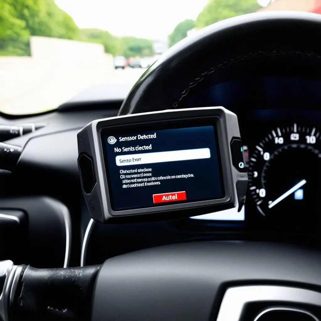 Autel scanner displaying the "No Sensor Detected" error message