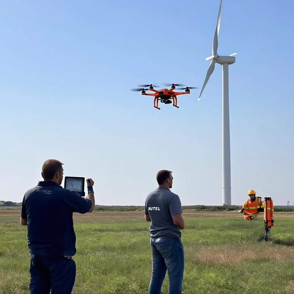 Autel Orange X Star inspecting wind turbine