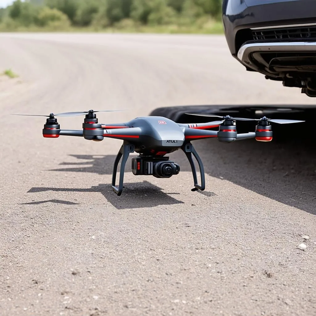 Autel Robotics X-Star Premium Drone being used to inspect the undercarriage of a car