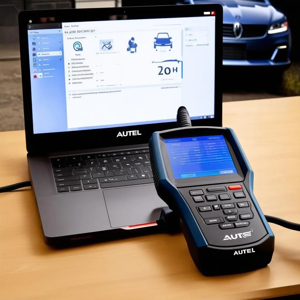 Autel Scanner Connected to a Laptop