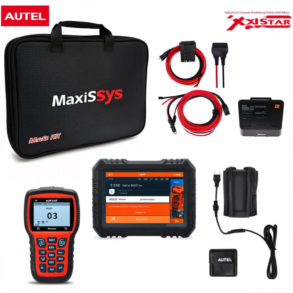 Autel MaxiSys diagnostic scanner and X-Star Premium Wiring Harness kit