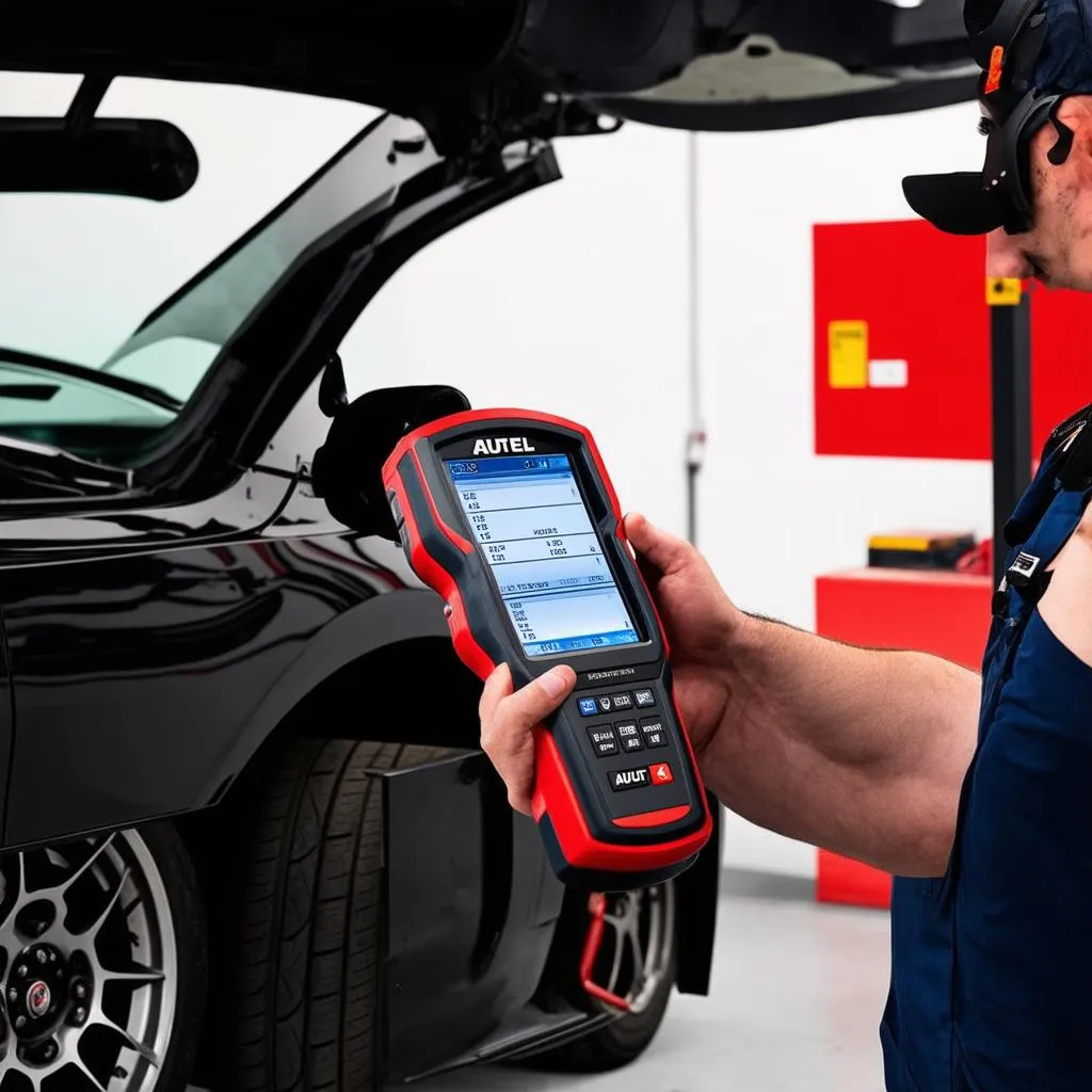 Mechanic using Autel scanner