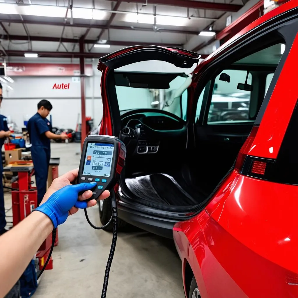 Autel Scanner in a Busy Chinese Garage