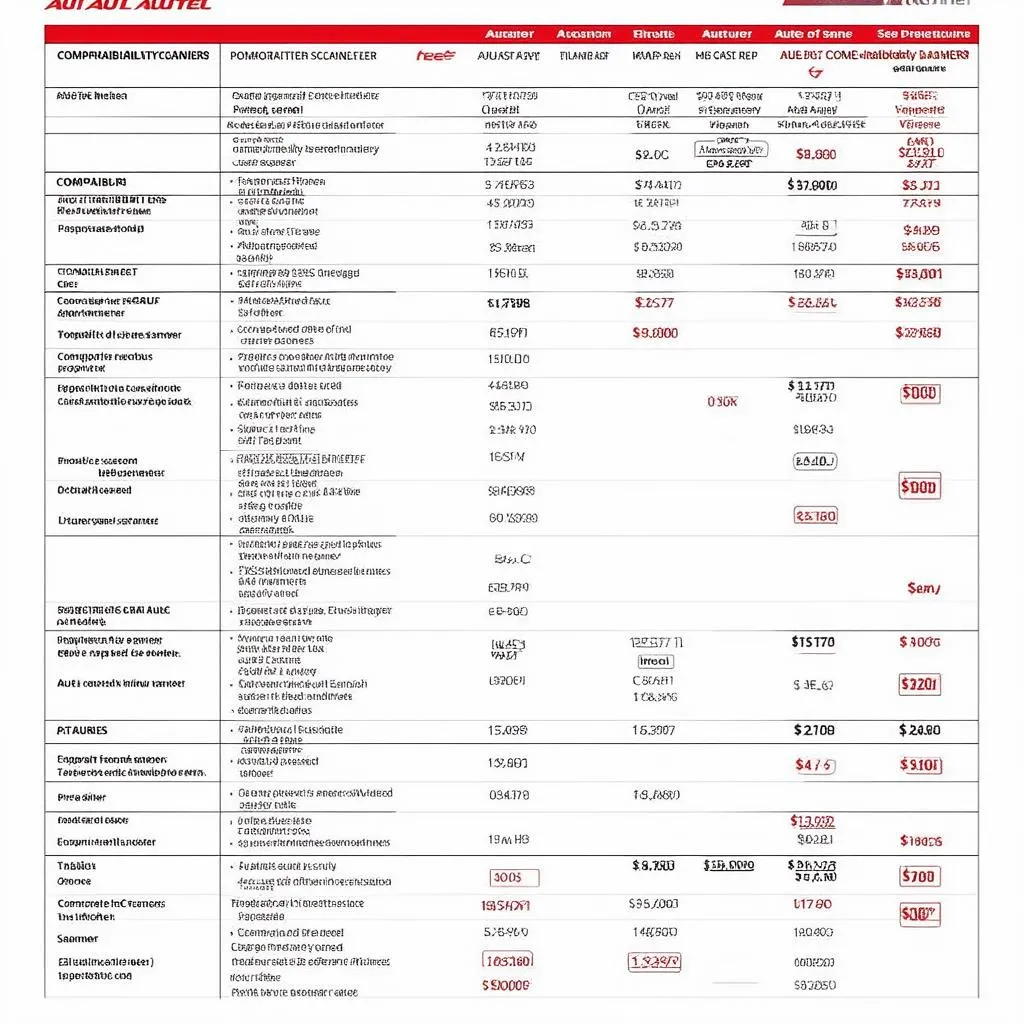 Autel Scanner Comparison Chart