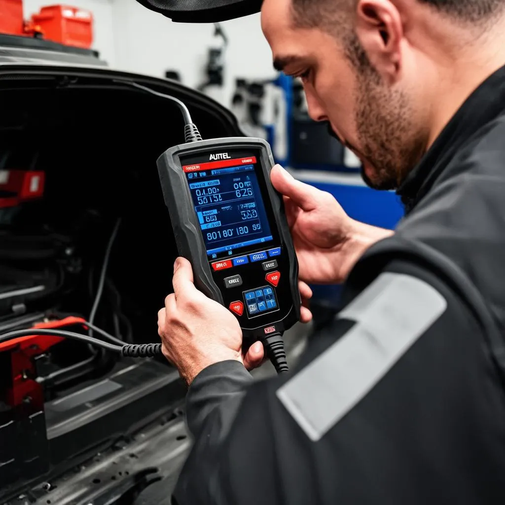 Autel Scanner Connected to a Car