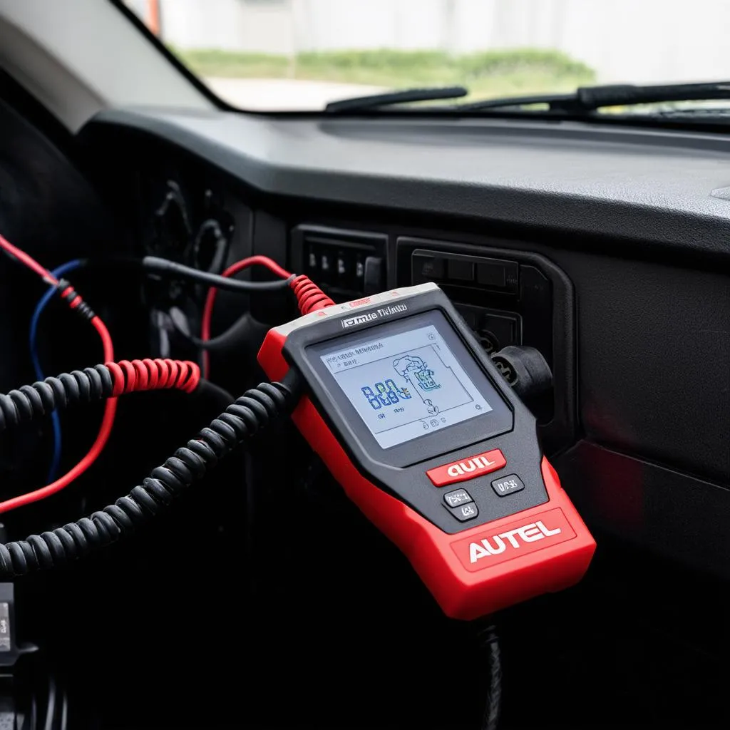 autel scanner connected to truck