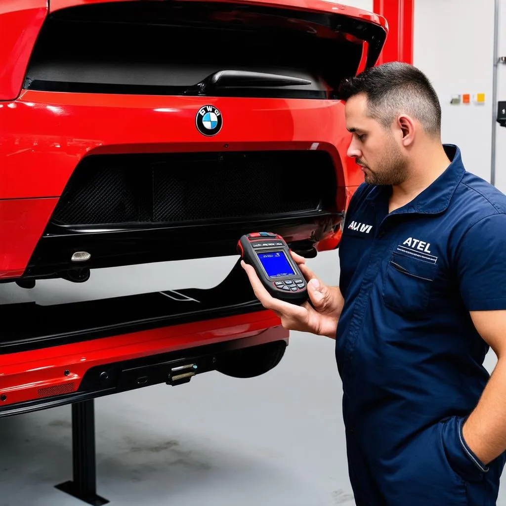 Autel scanner diagnosing BMW