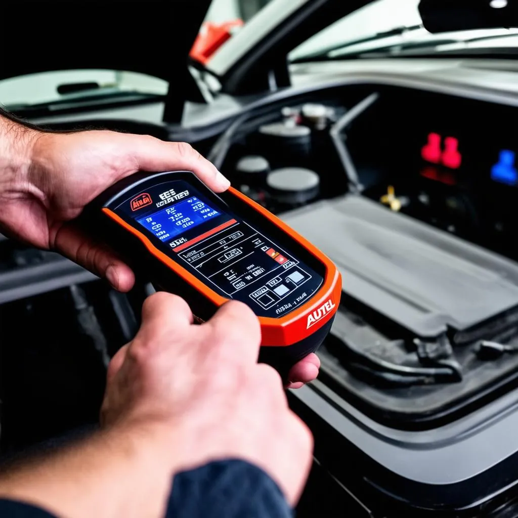 Autel Scanner Diagnosing Car