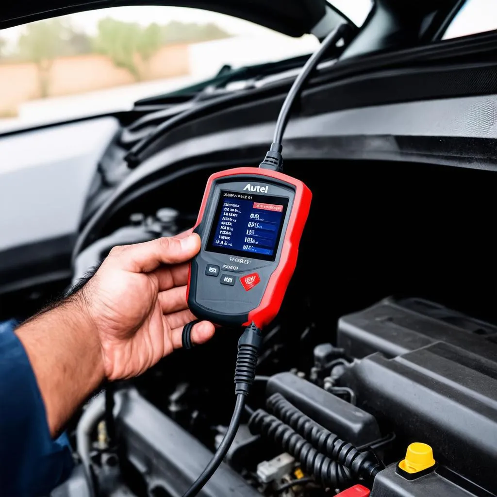 Autel Scanner Diagnosing Car