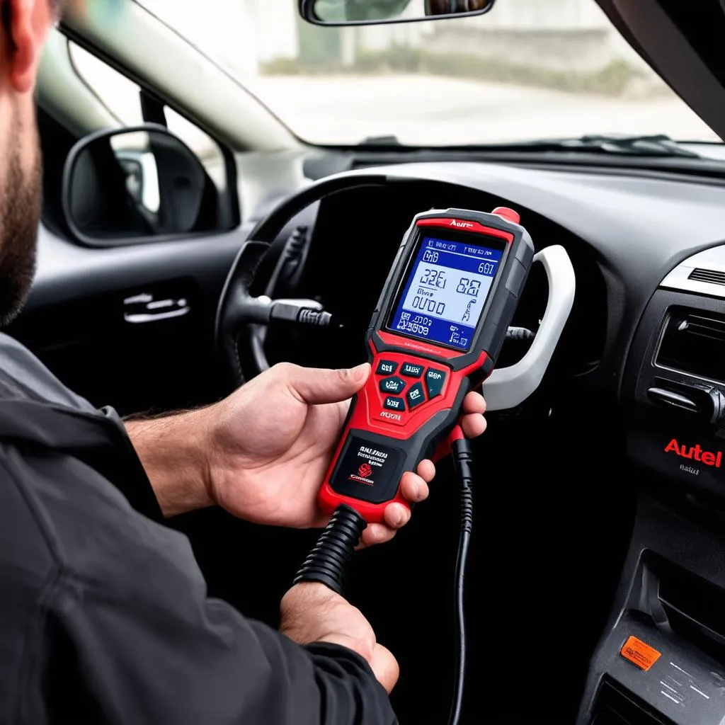 Autel Scanner Diagnosing Car