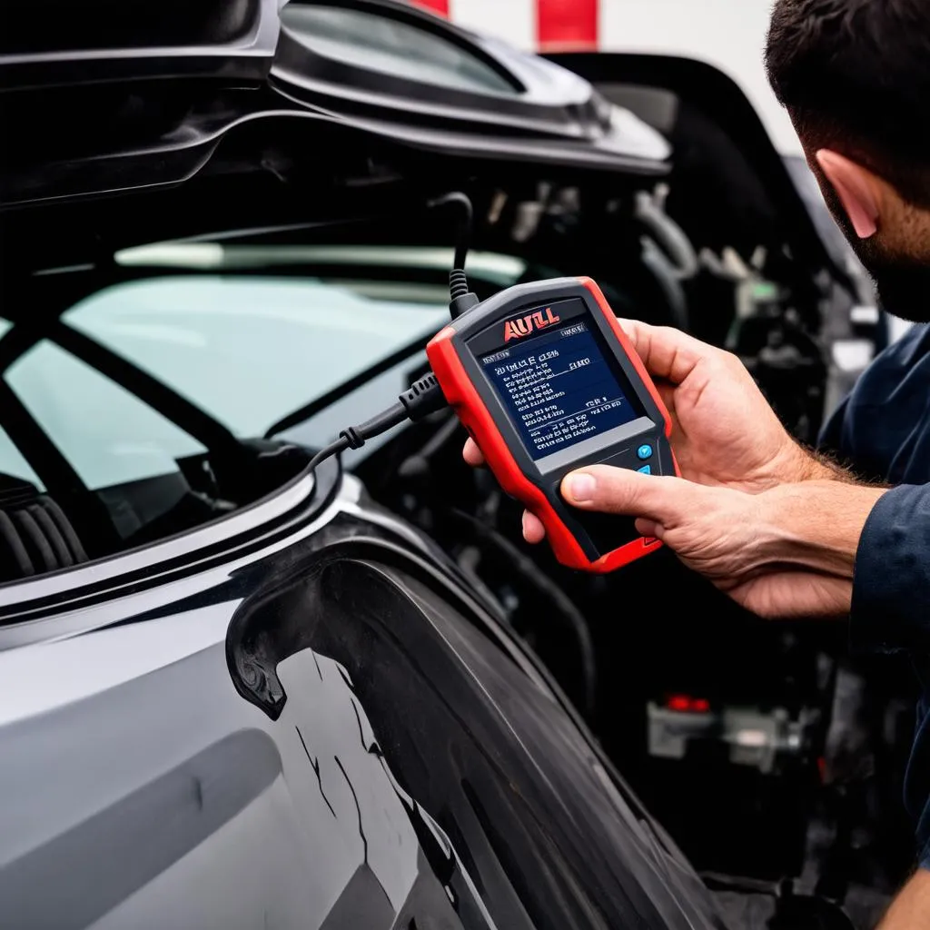 Autel Scanner performing car diagnostics