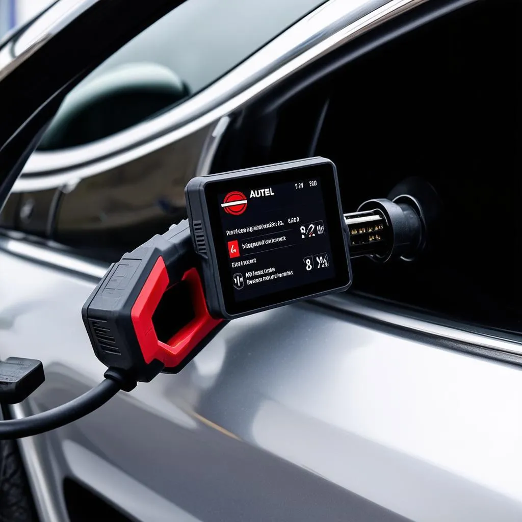 Autel Scanner plugged into a European Car's OBD-II port