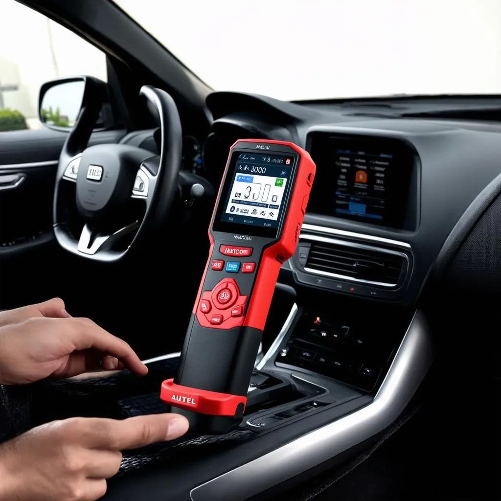 Autel Scanner on European Car Dashboard