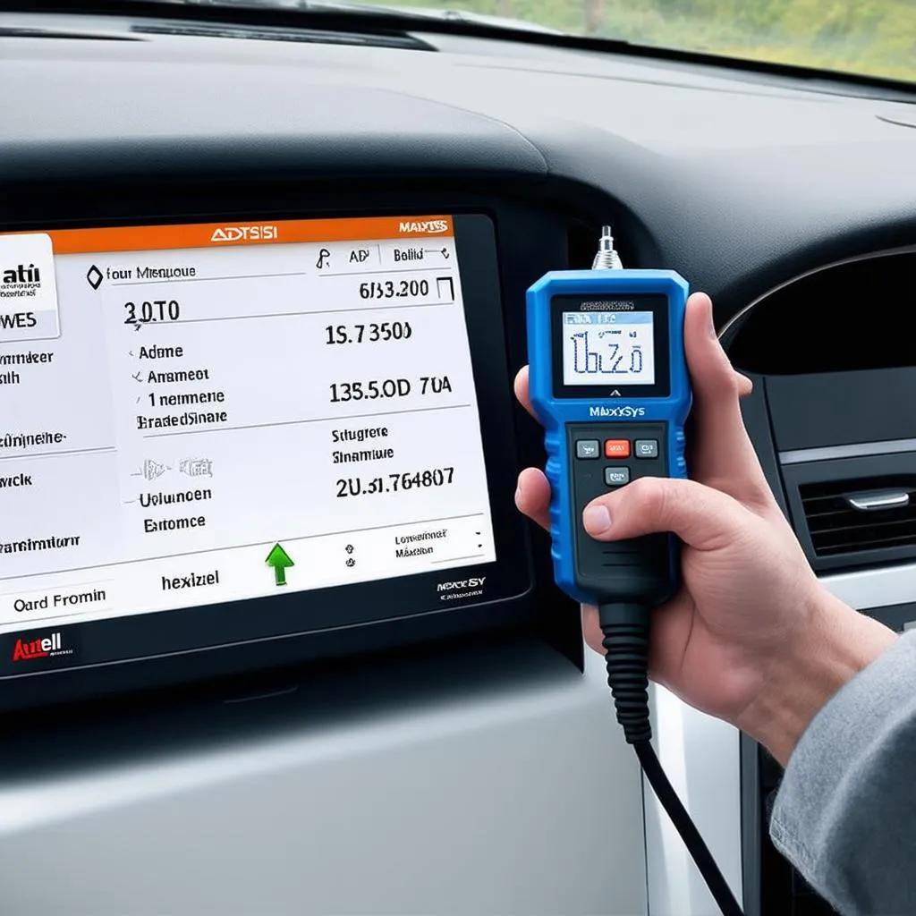 Autel Scanner connected to a Ford vehicle