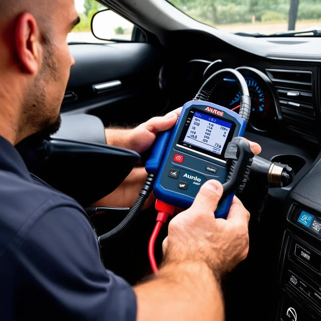 Mechanic using Autel Scanner