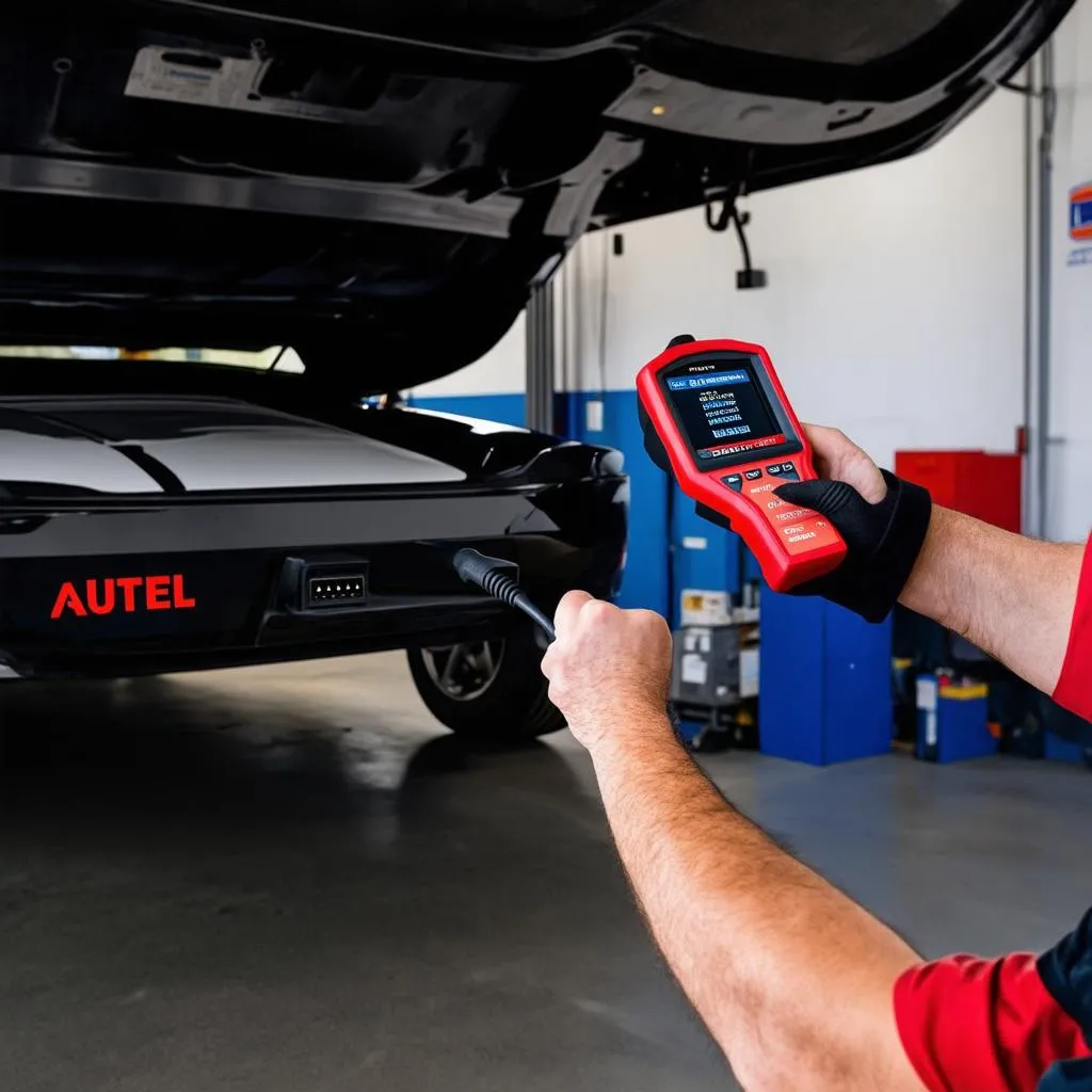 Mechanic using Autel Scanner