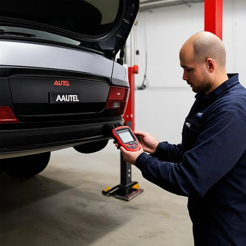 Mechanic using Autel scanner