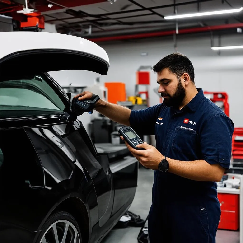 Mechanic Using Autel Scanner