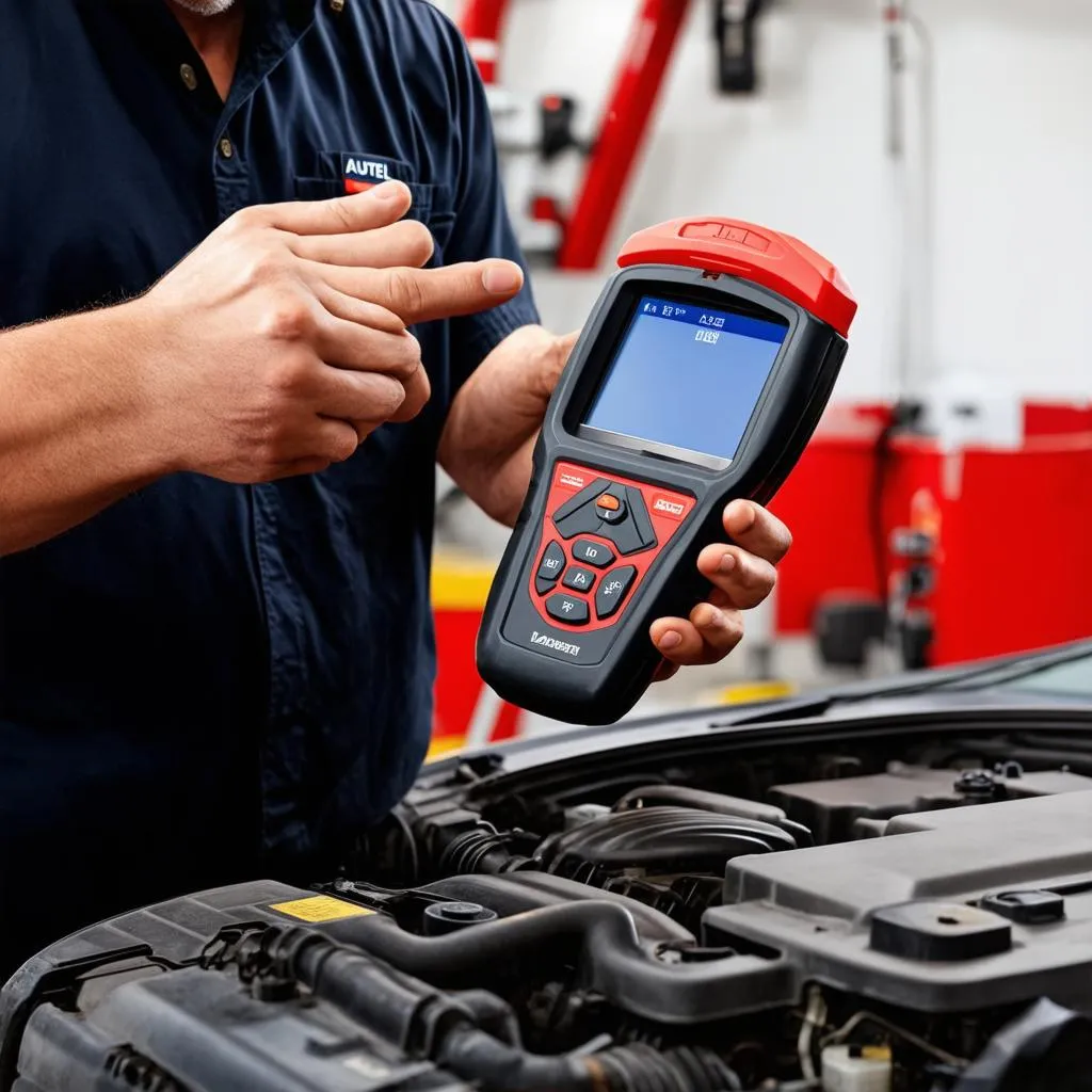 Mechanic Using Autel Scanner