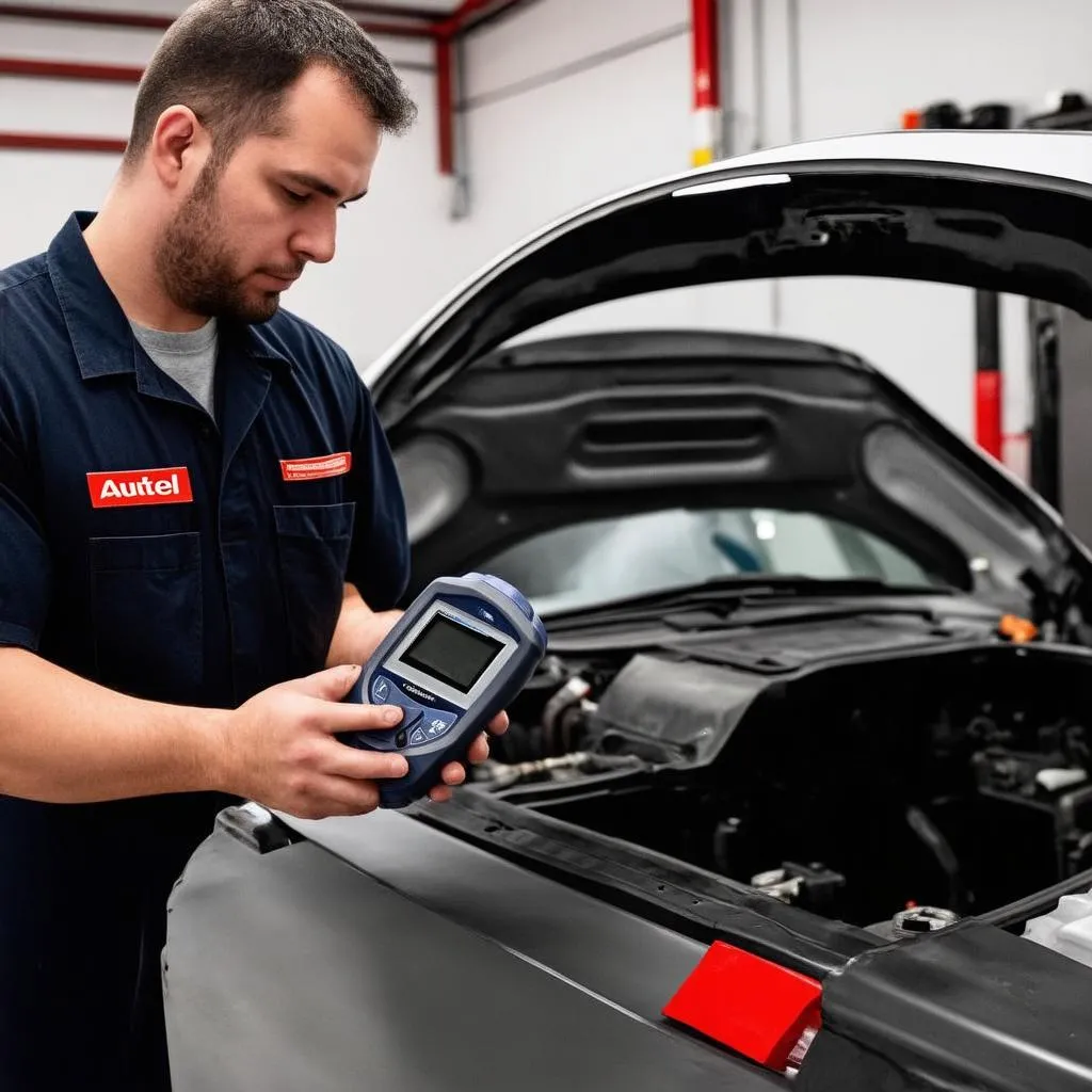 Mechanic Using Autel Scanner