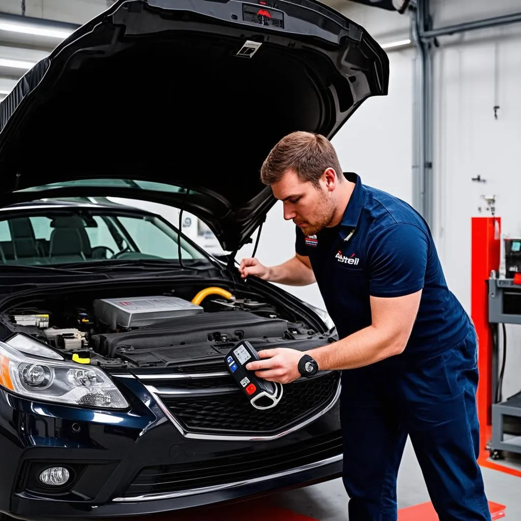 Mechanic Using Autel Scanner