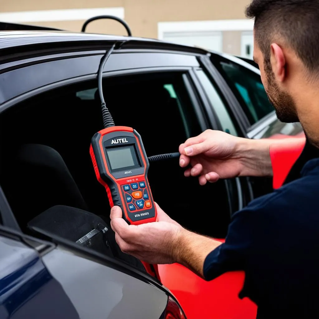 Mechanic Using Autel Scanner