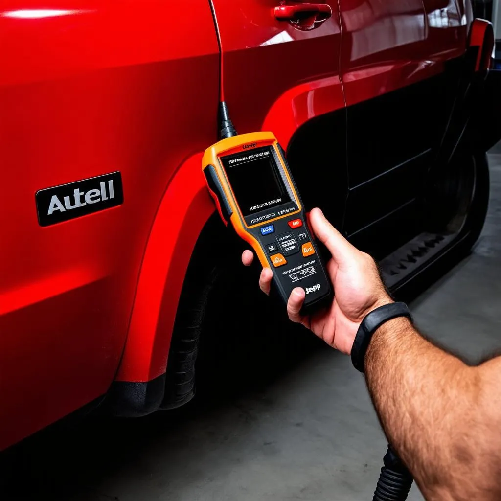 Autel Scanner plugged into Jeep Patriot