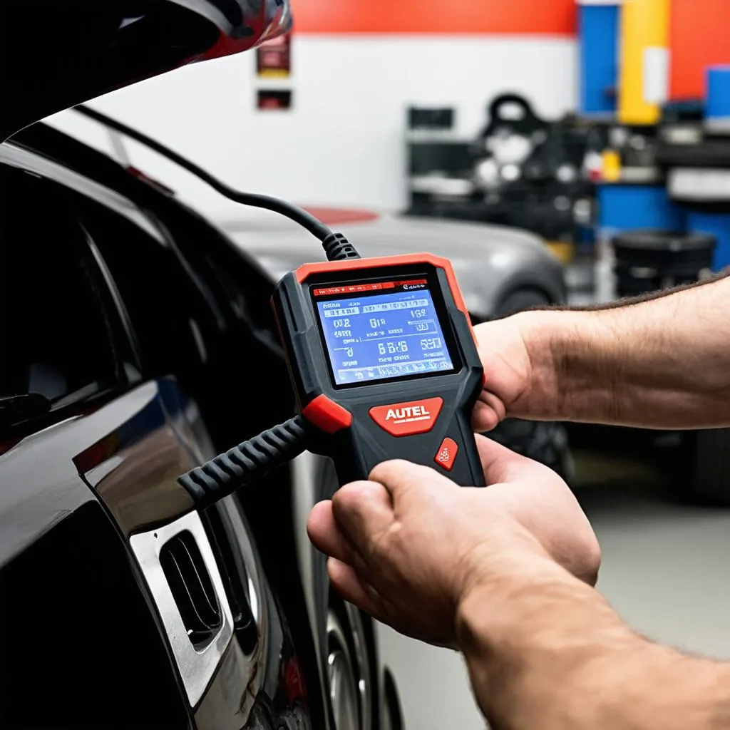 Autel Scanner in a Mechanic Shop