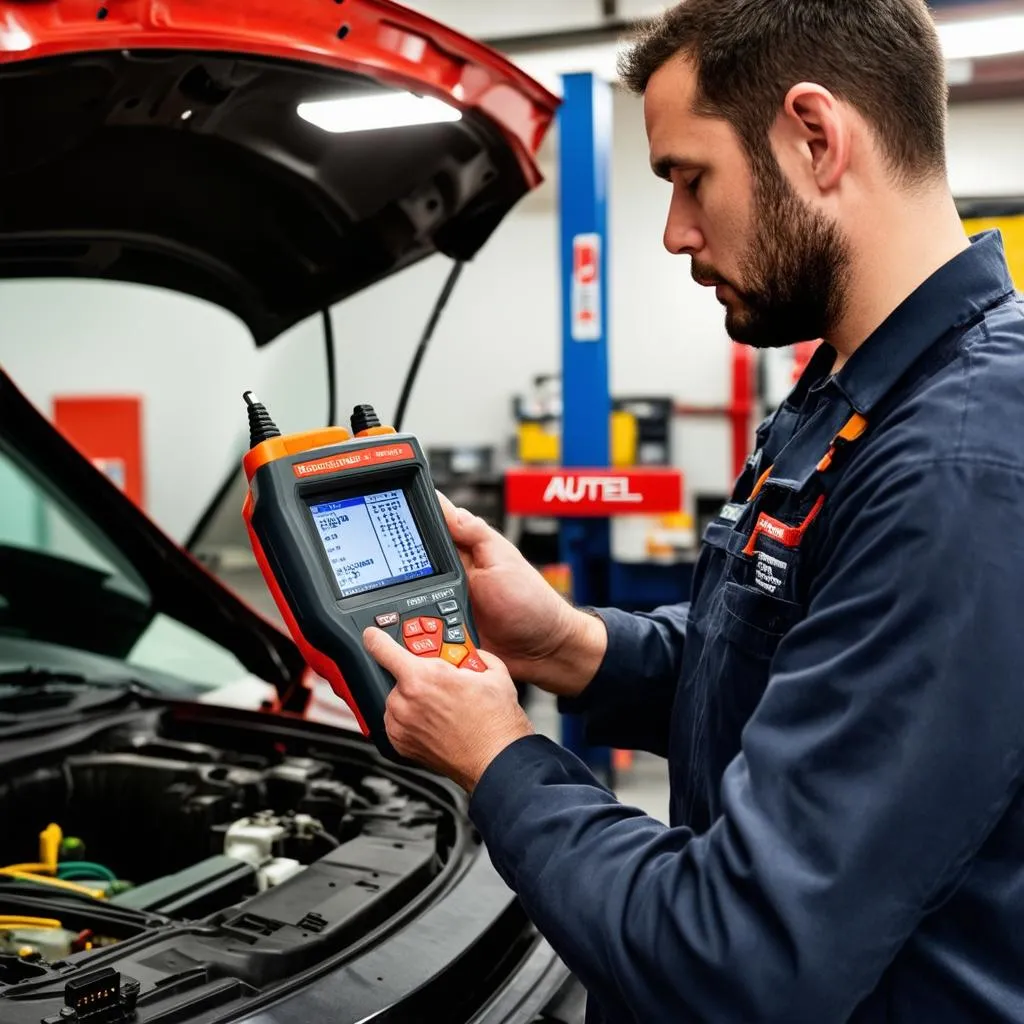 Autel Scanner in Mechanic Shop