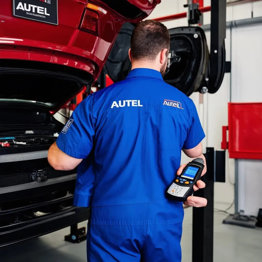 Mechanic using Autel Scanner