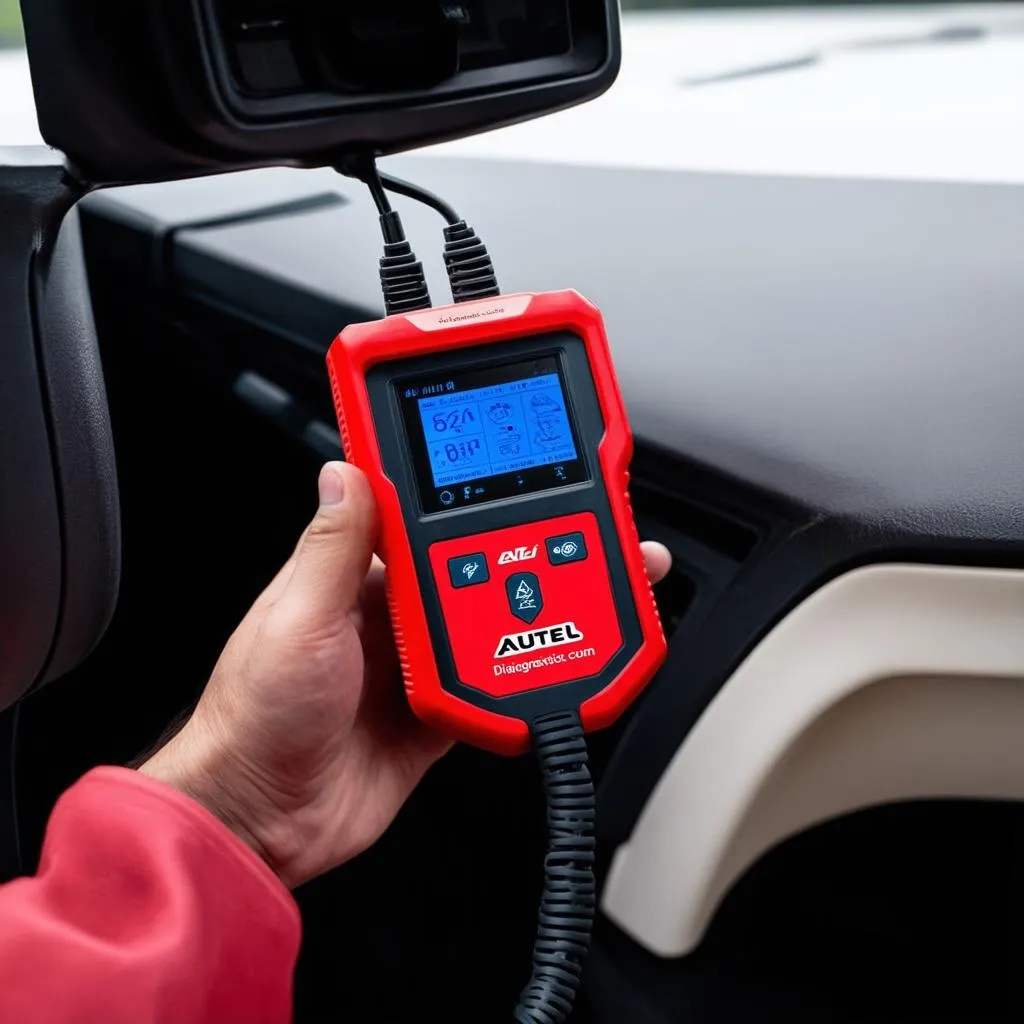 Autel Scanner Connected to OBD-II Port