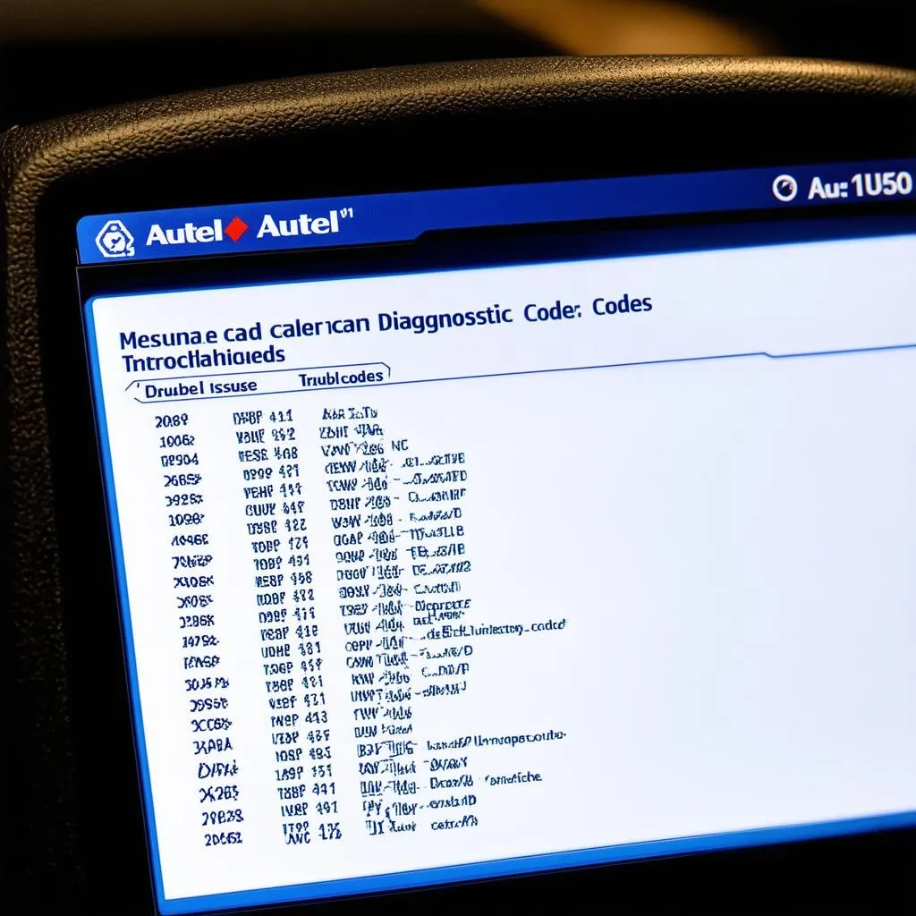 Autel scan tool displaying error codes