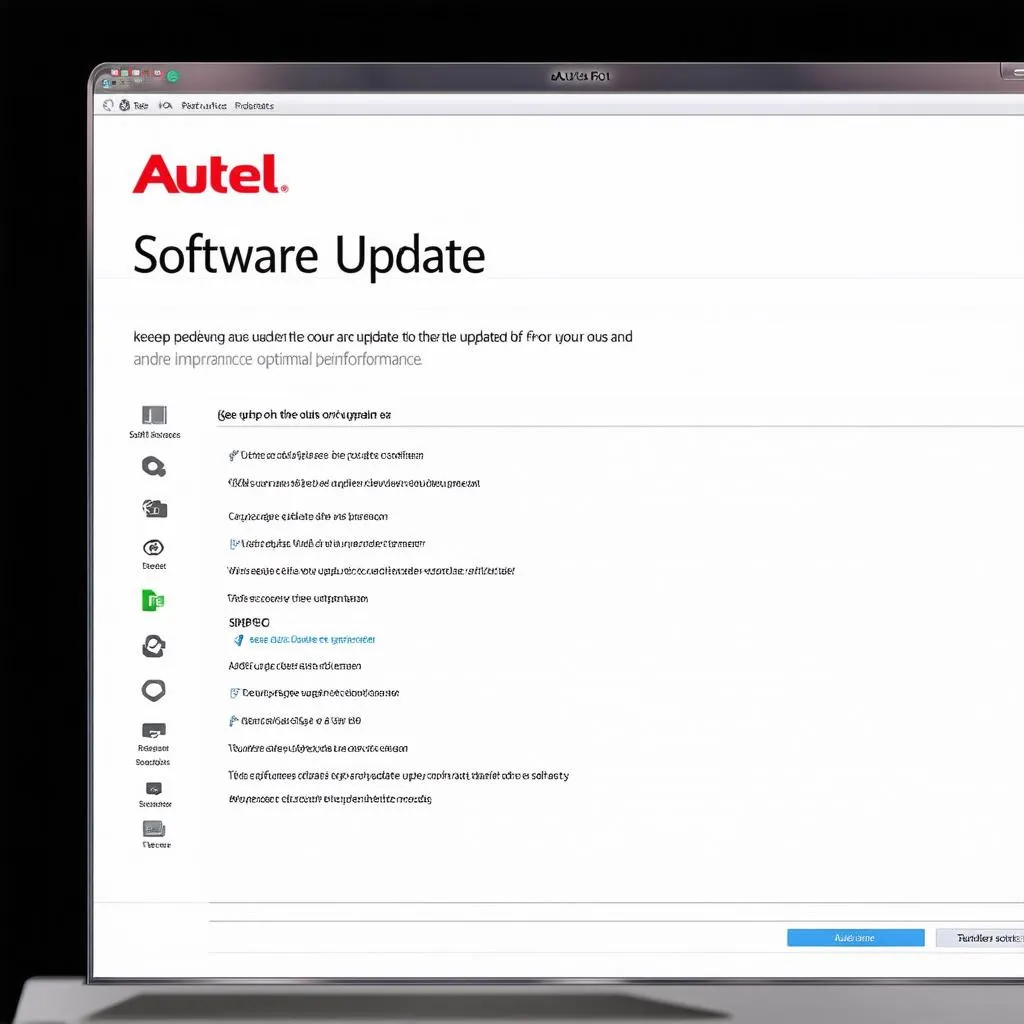 computer screen showing autel software update