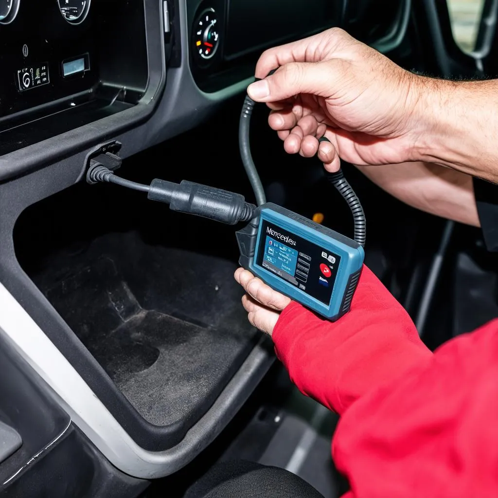 Autel Scanner diagnosing a Sprinter van