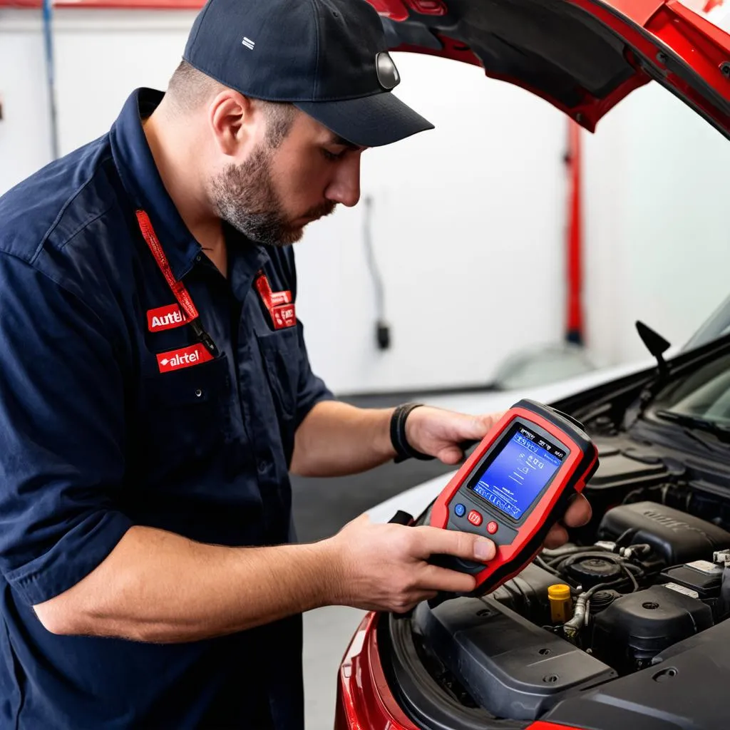 Autel Scanner in use by technician