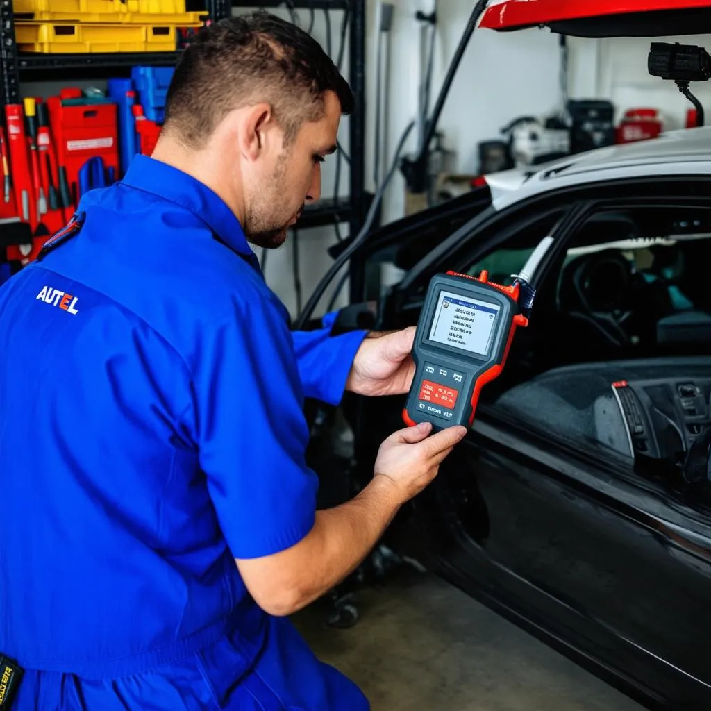 Mechanic Using Autel Scanner